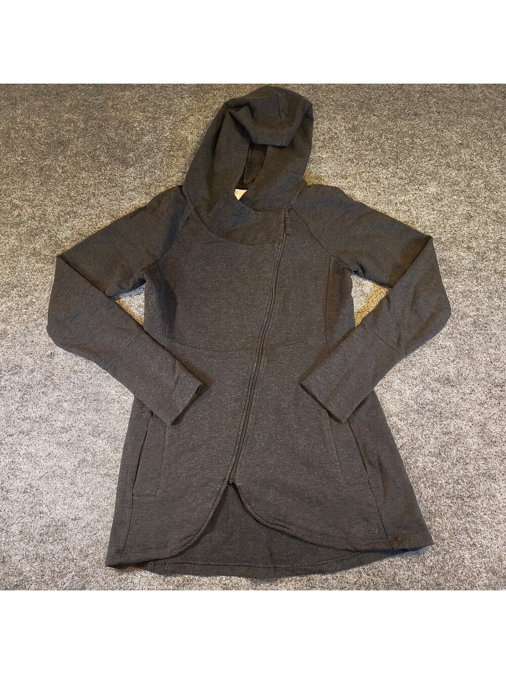 The North Face Women's Asymmetrical Zip Hoodie Jacket Gray Size Medium Stretch